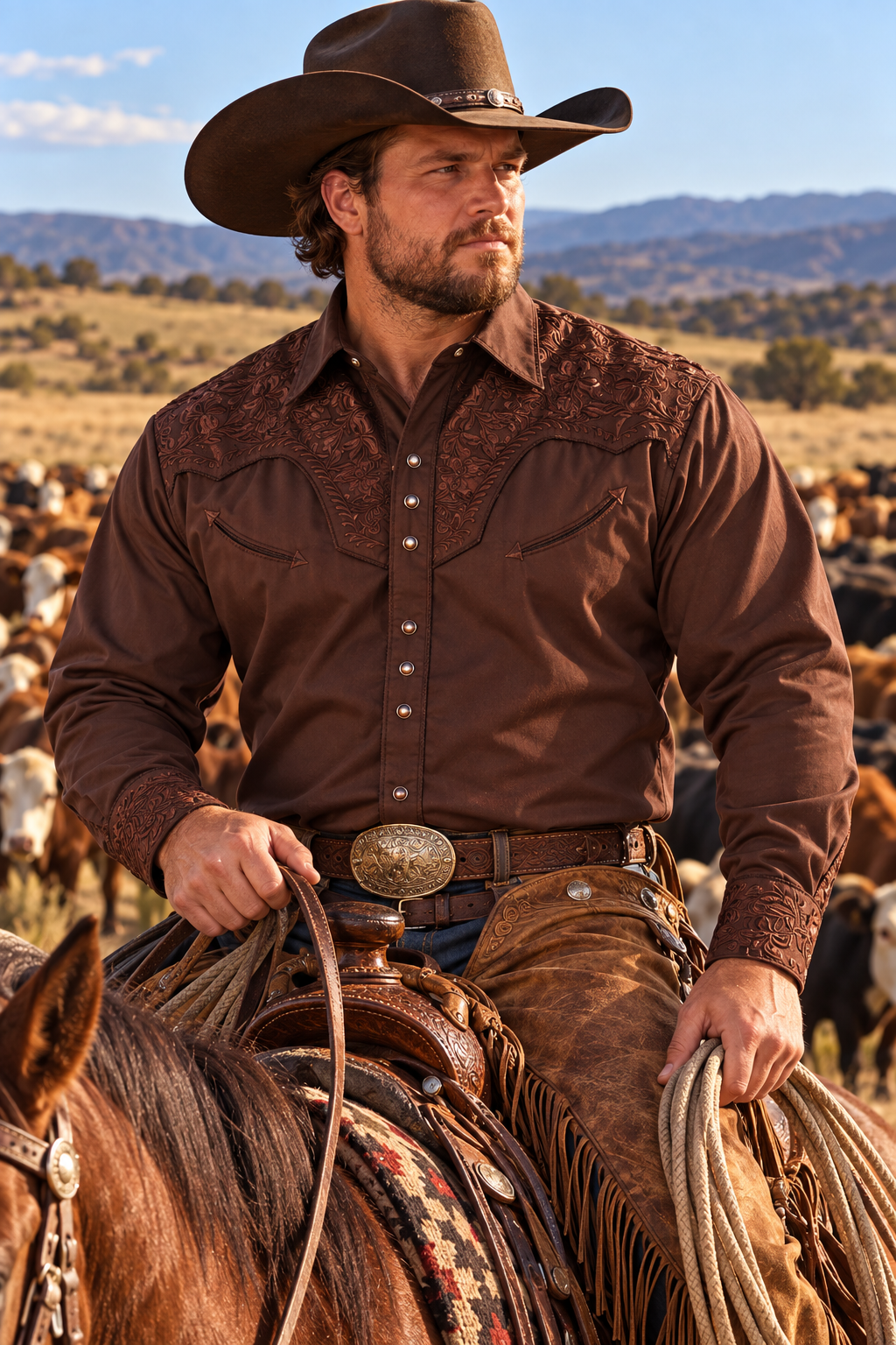 Mocha Mountain Cowboy Shirt
