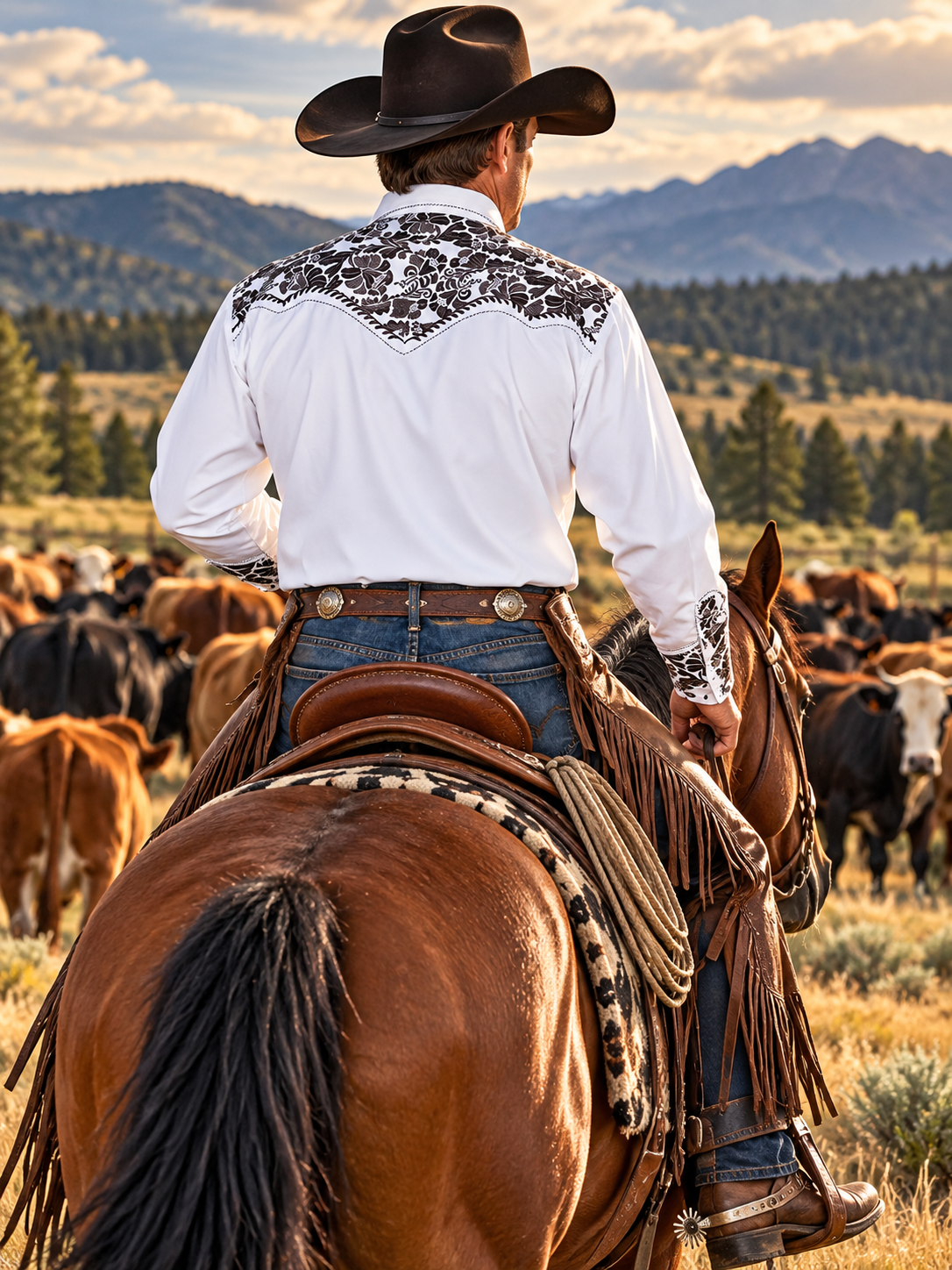 Pewter Floral Tooled Western Shirt