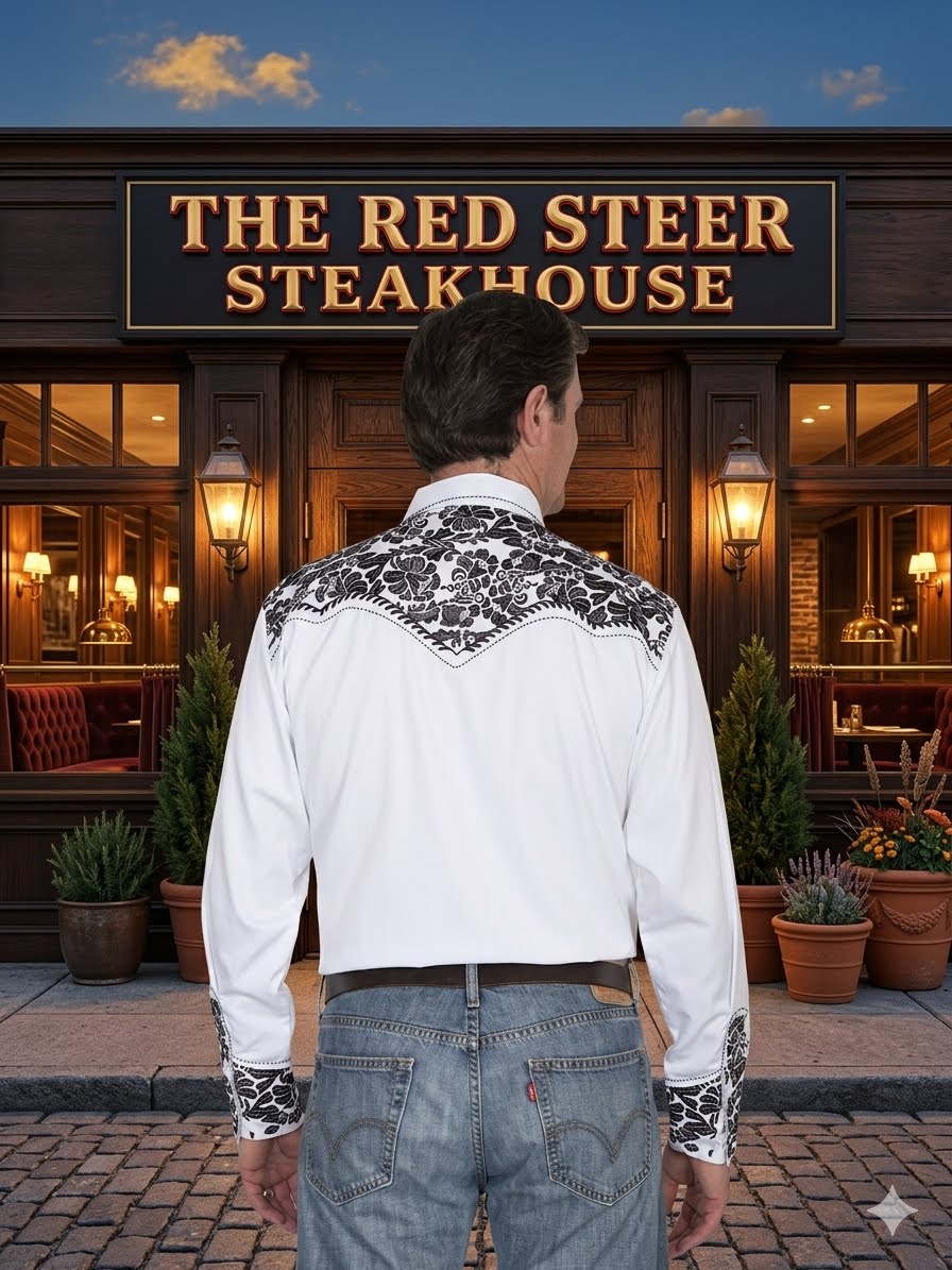 Pewter Floral Tooled Men's Western Shirt