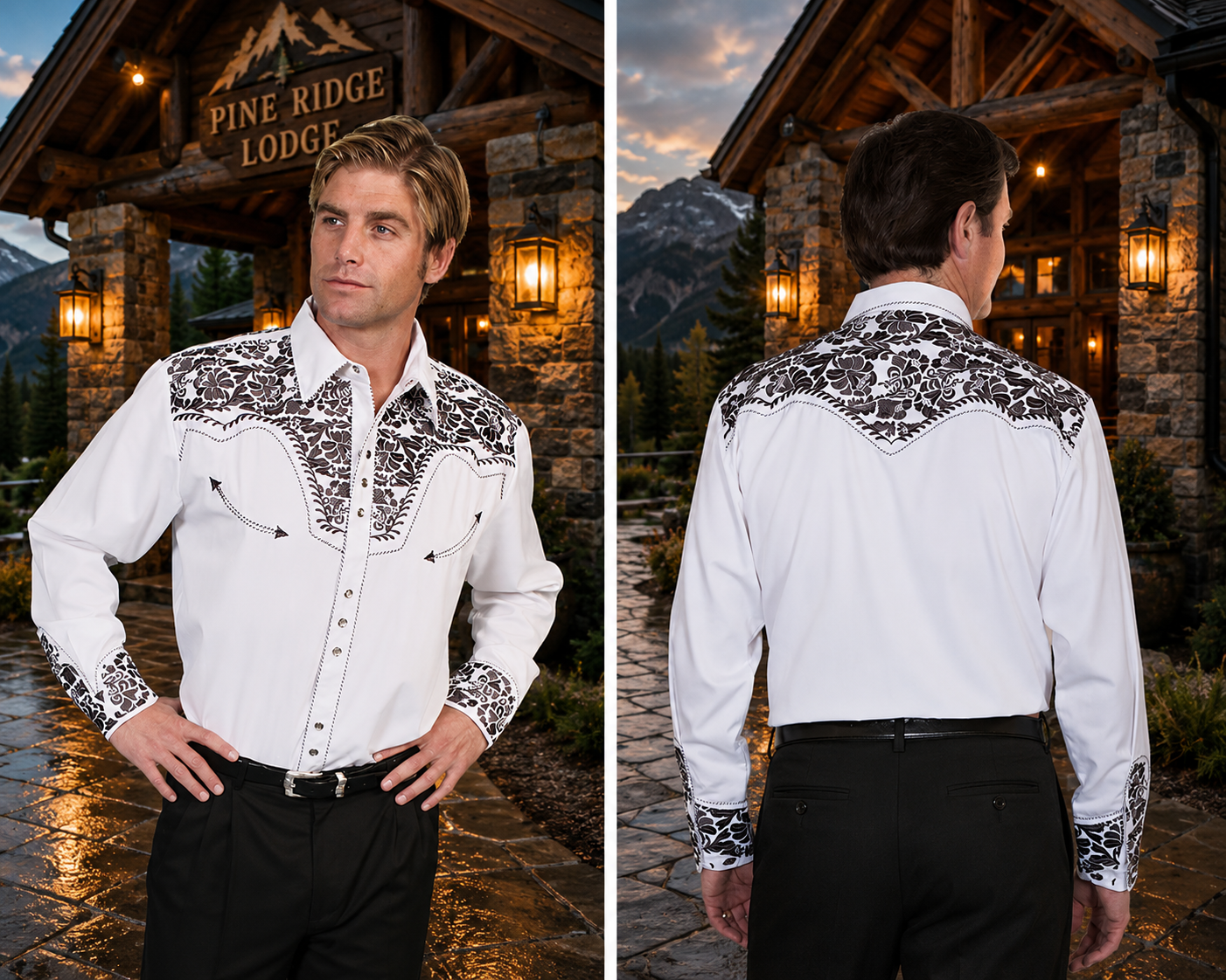 Pewter Floral Tooled Men's Western Shirt