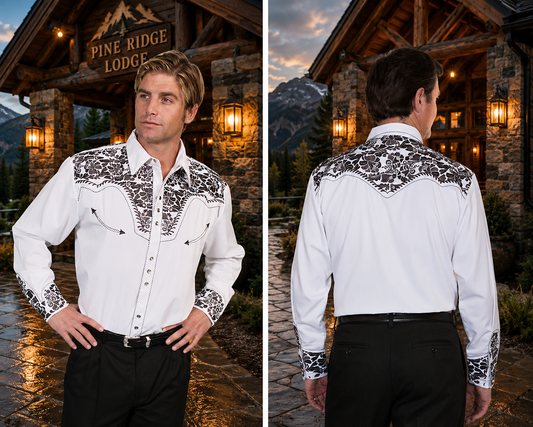 Pewter Floral Tooled Men's Western Shirt