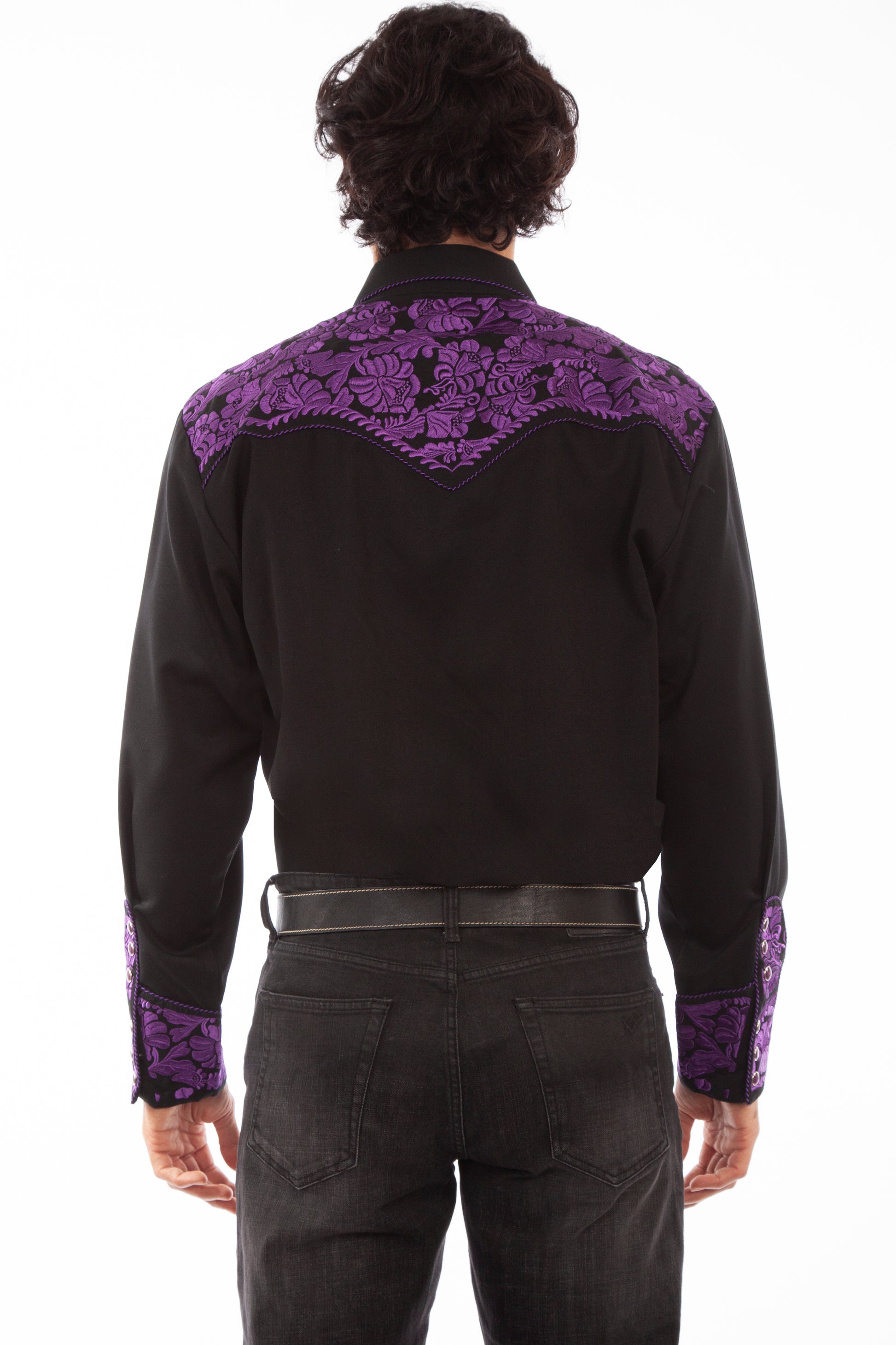 Legendary Scully Purple Floral Tooled Men's Western Shirt in Size XS, S, M, L, XL, 2X, 3X, or 4X