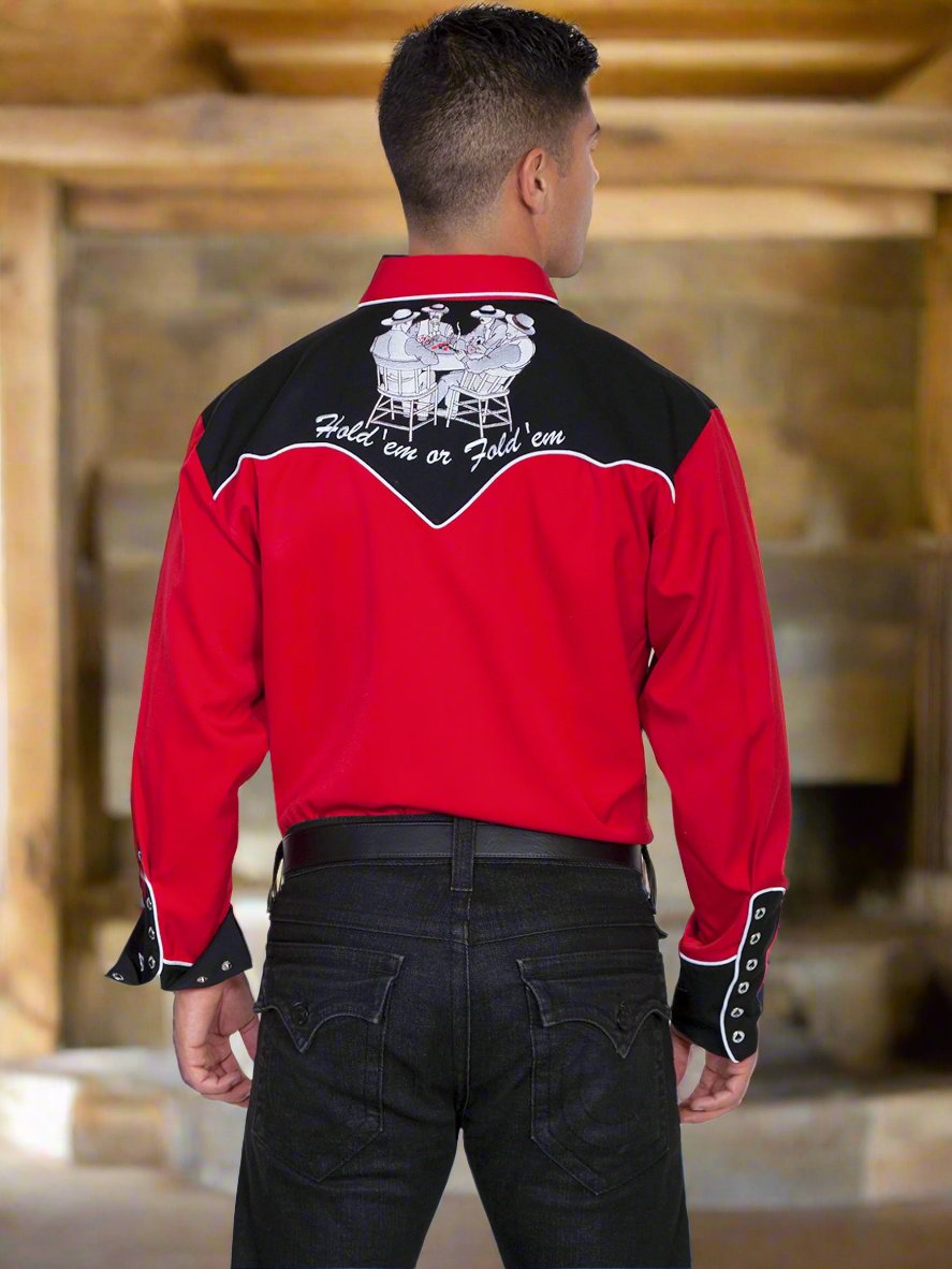 Legendary Scully Tooled Men's Gambler Western Shirt in Size S, M, L, XL, 2X, 3X, or 4X