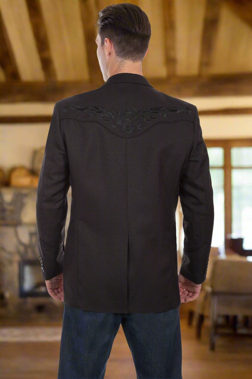 Black on Black Embroidered Western Blazer