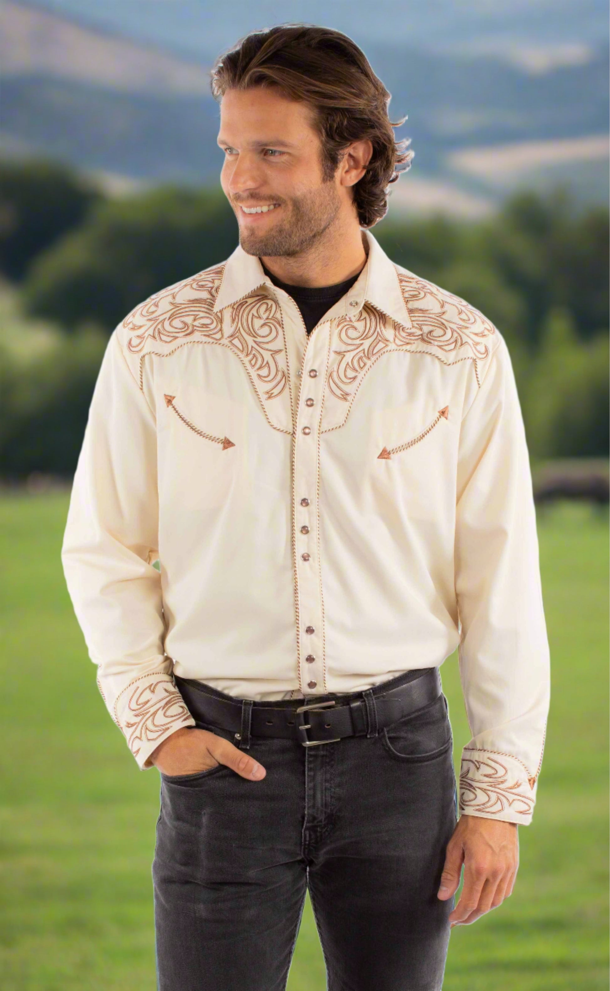 The Legend Embroidered Cowboy Shirt by Scully in Size S, M, L, XL, 2XL, 3XL, 4XL