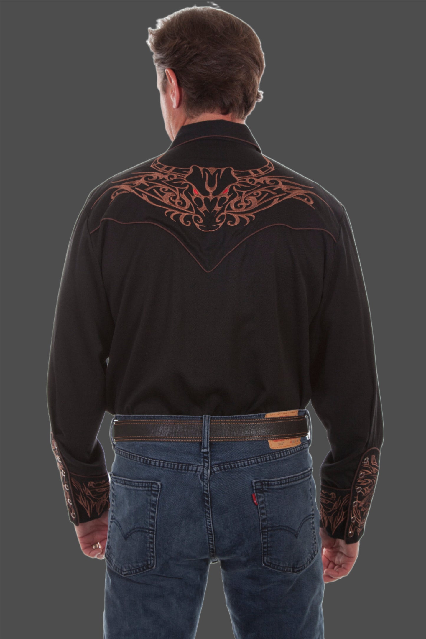 Legendary Bull from Hell Embroidered Cowboy Shirt by Scully in Size S, M, L, XL, 2XL, 3XL, 4XL