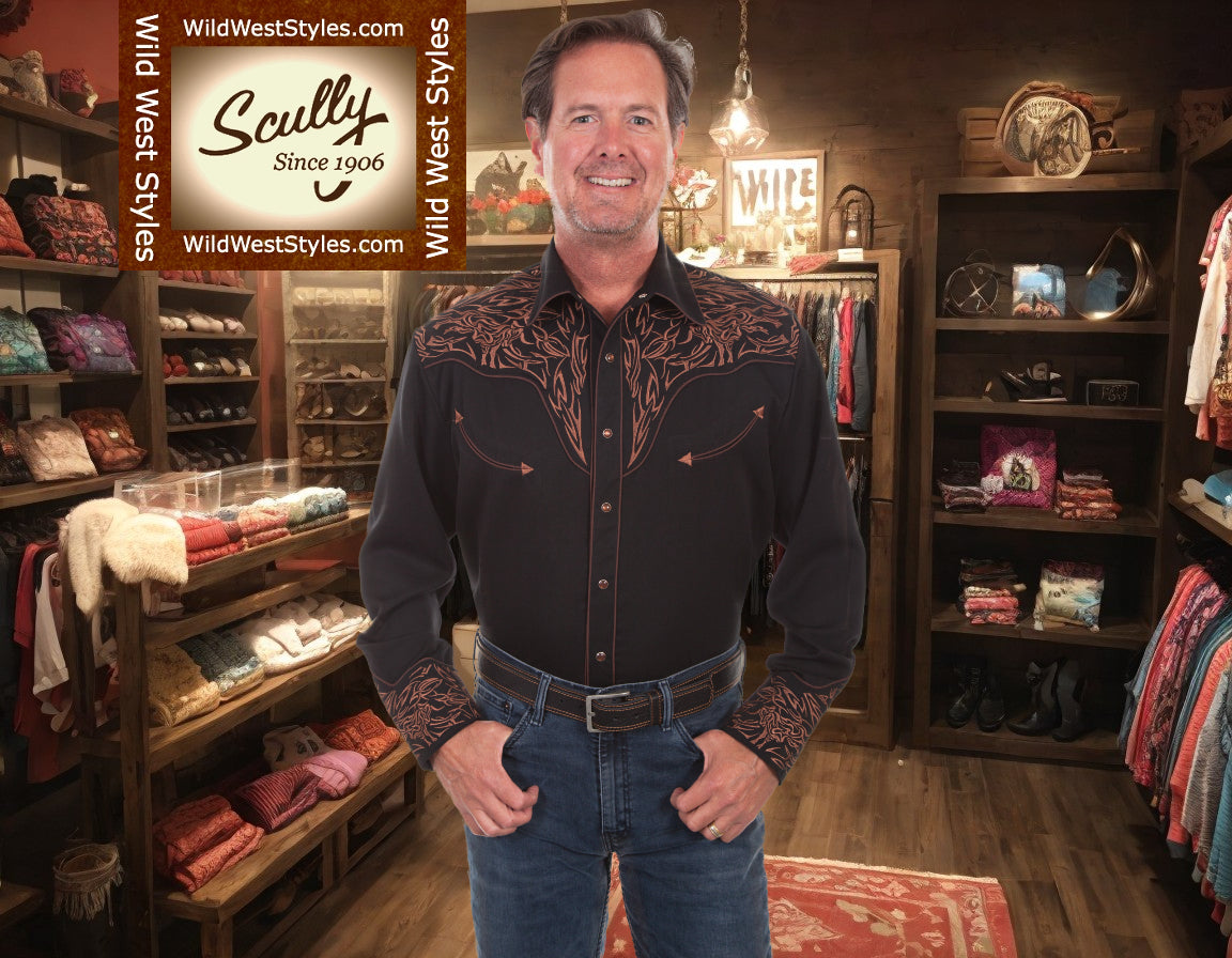 Legendary Bull from Hell Embroidered Cowboy Shirt by Scully in Size S, M, L, XL, 2XL, 3XL, 4XL