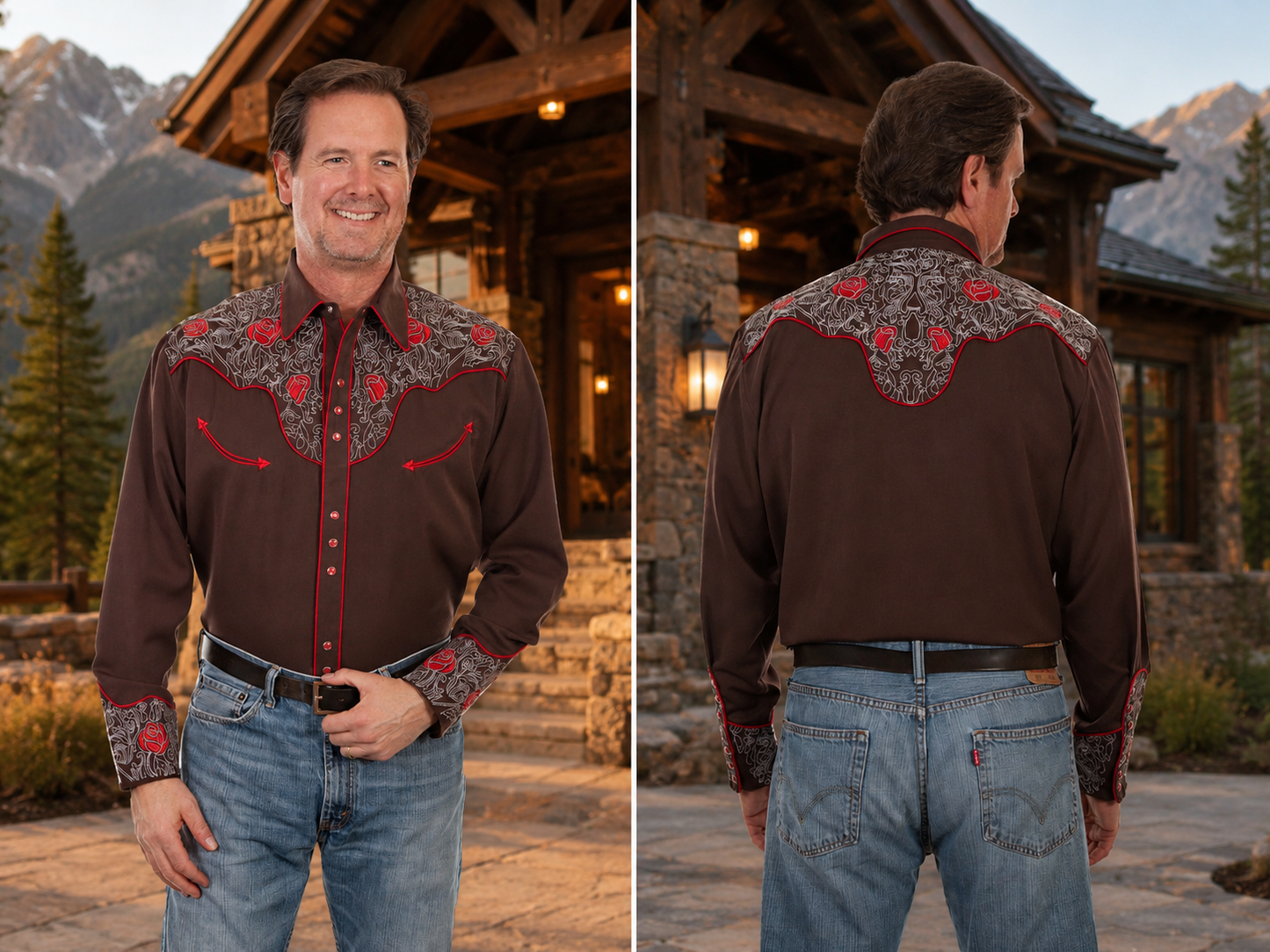 Red Rose Western Shirt