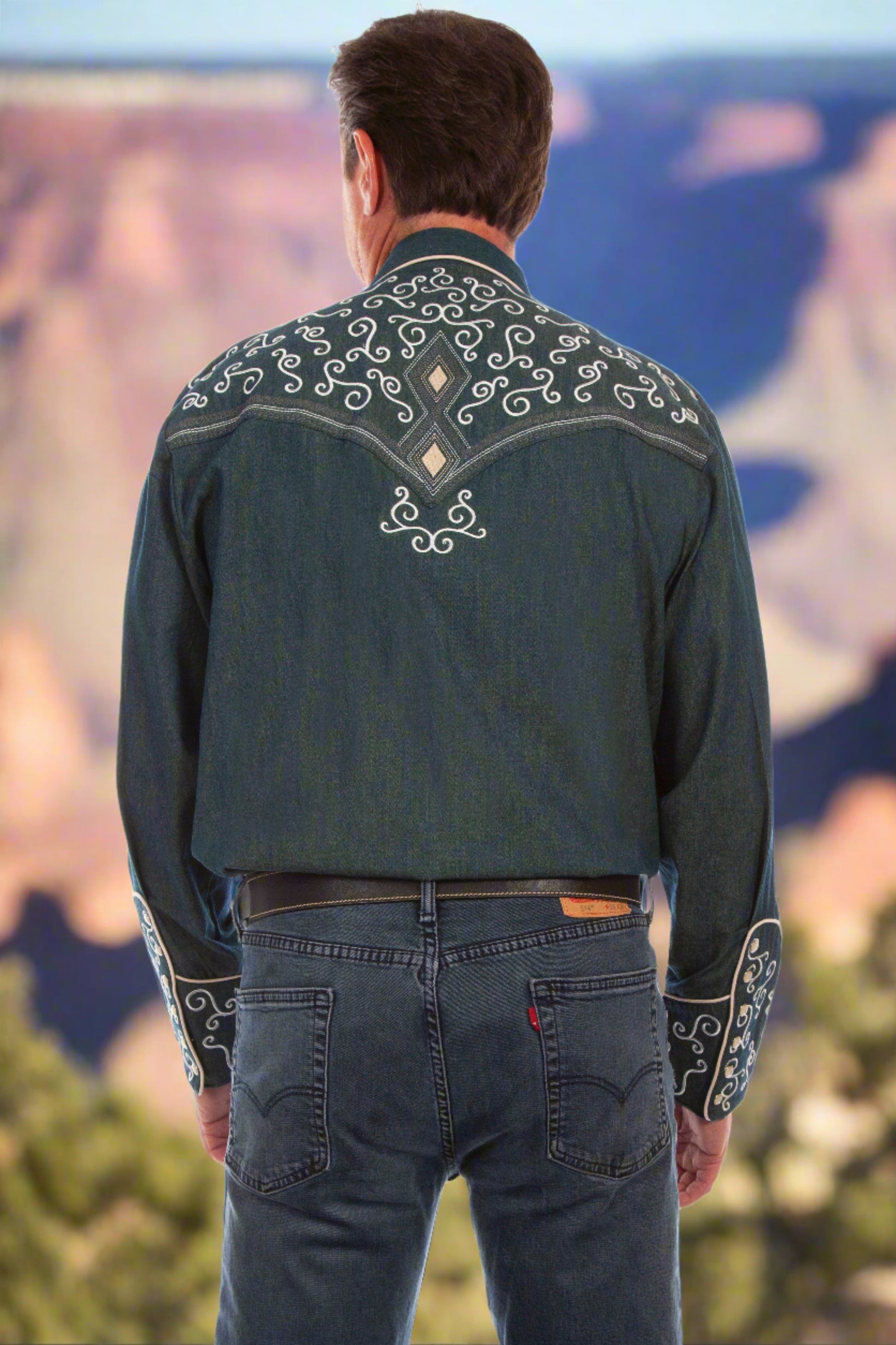 Legendary Scully Tooled Men's Diamond Jim Western Shirt in Size S, M, L, XL, 2X, 3X, or 4X