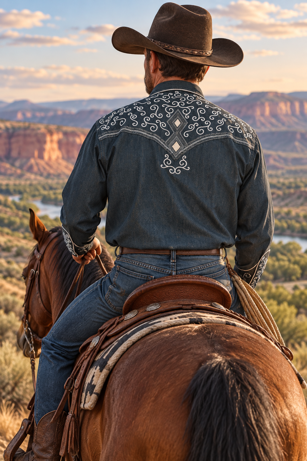 Tooled Diamond Jim Western Shirt