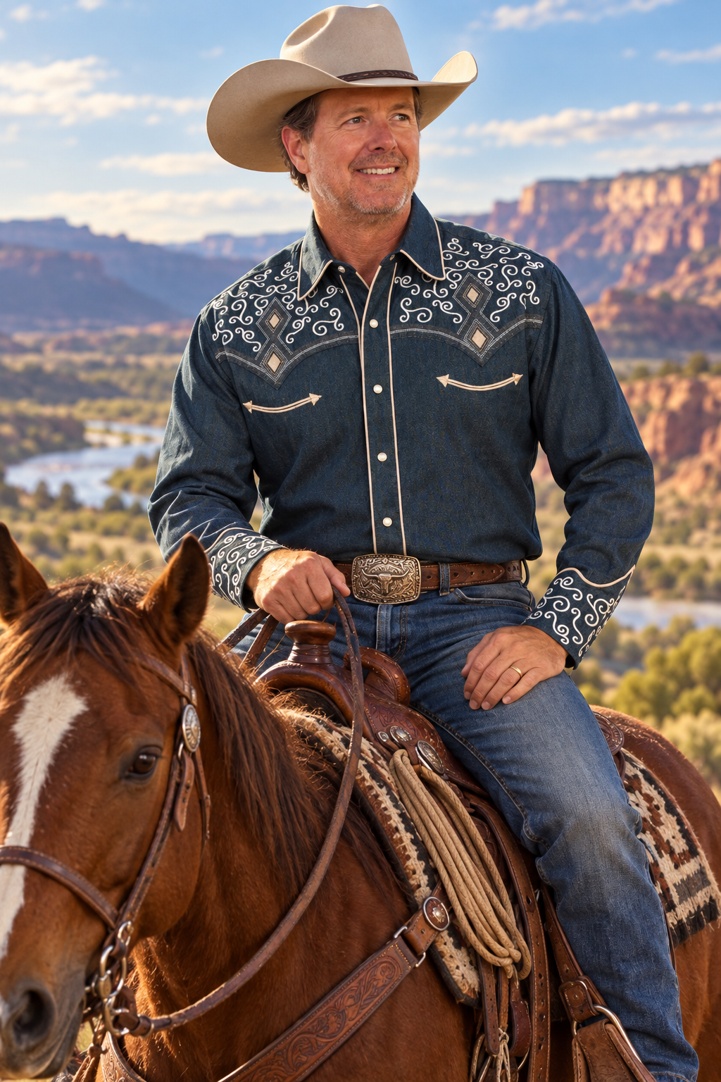 Tooled Diamond Jim Western Shirt