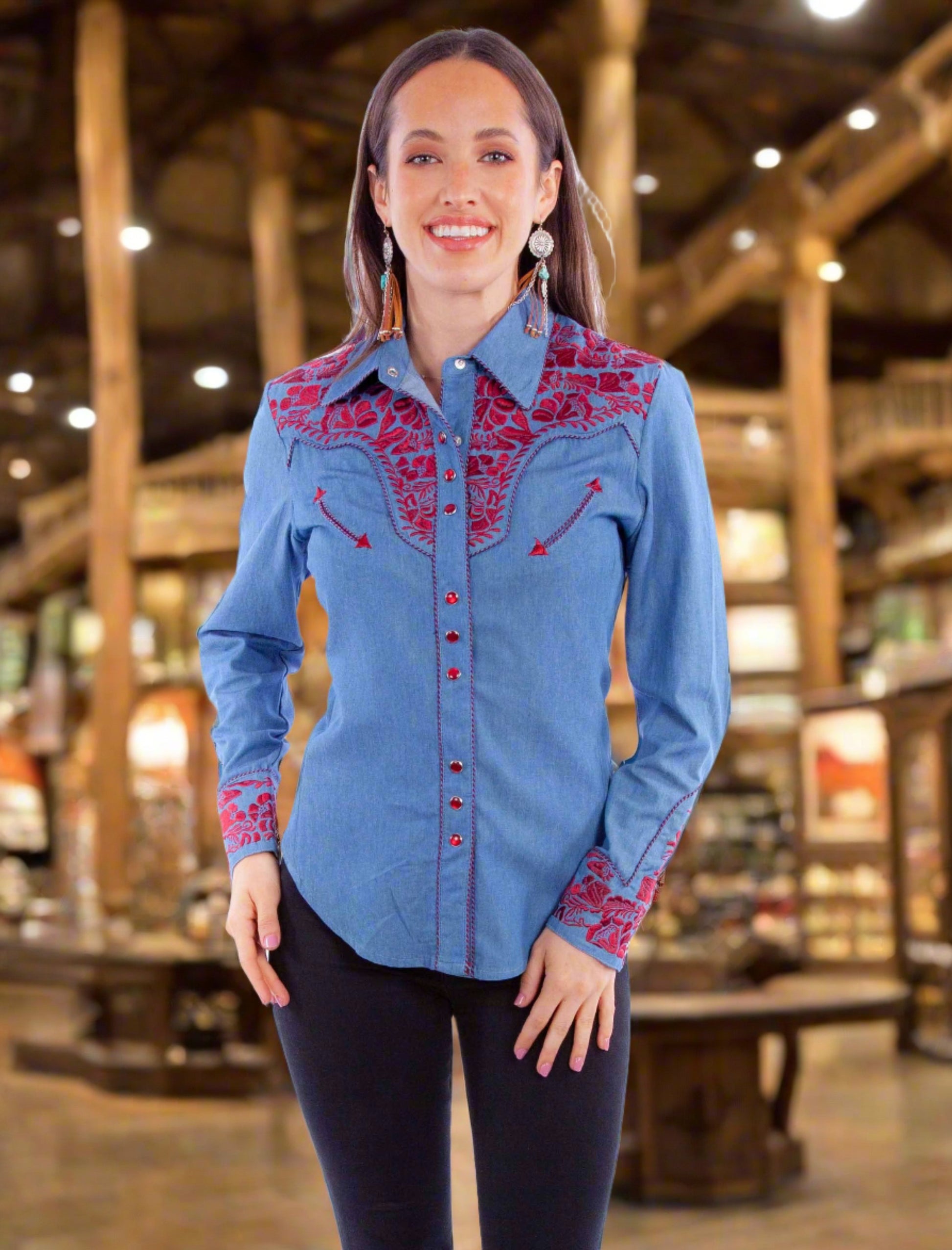 Legend Blouse by Scully in Blue / Cranberry in Size XS, S, M, L, XL, or XXL