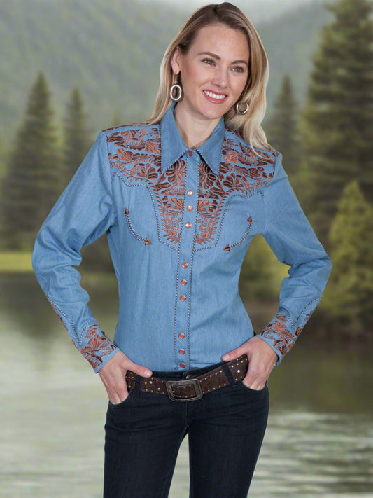 Legend Blouse by Scully in Blue / Copper in Size XS, S, M, L, XL, or XXL