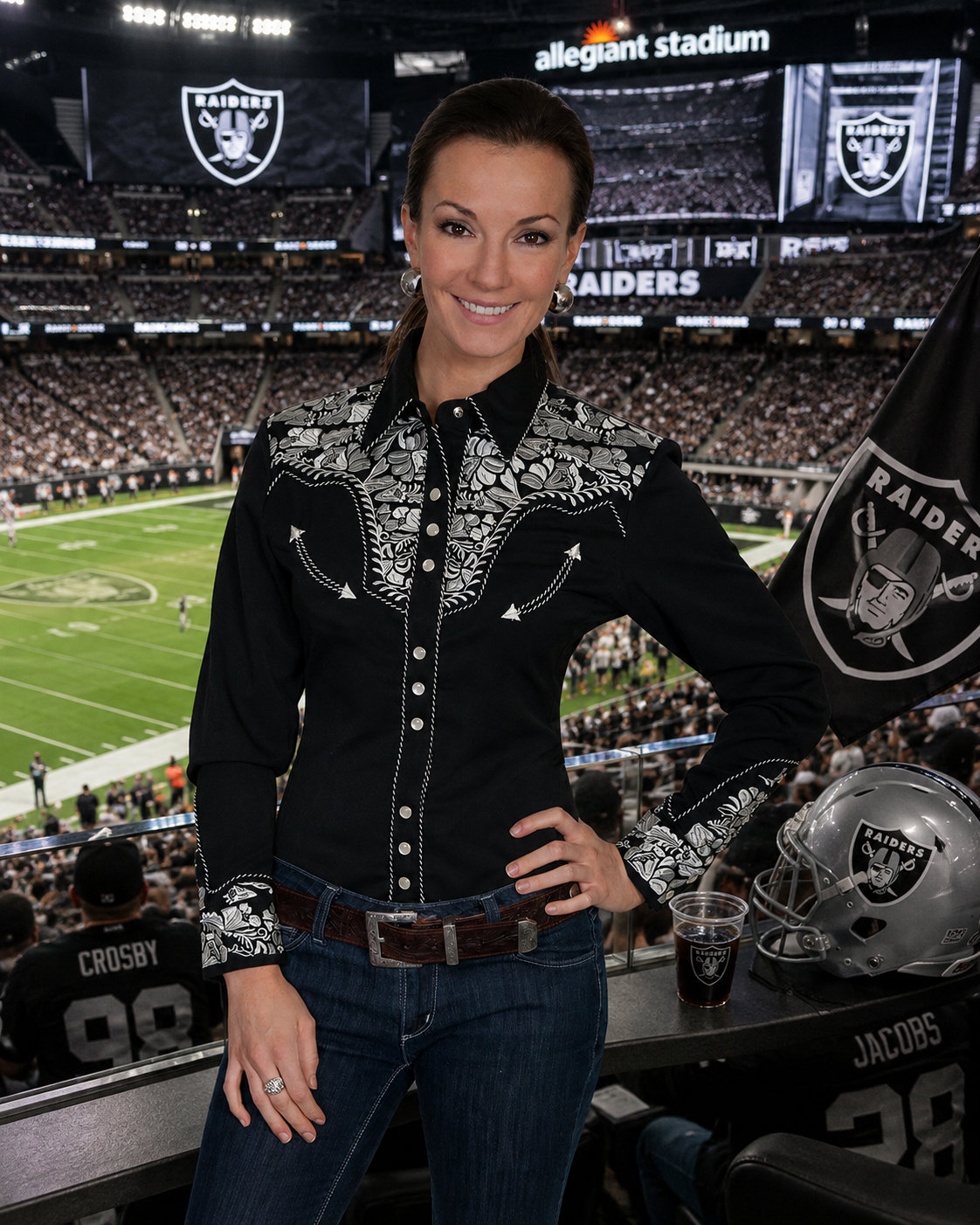 Legend Blouse by Scully in Black and Silver (Go Raiders!)