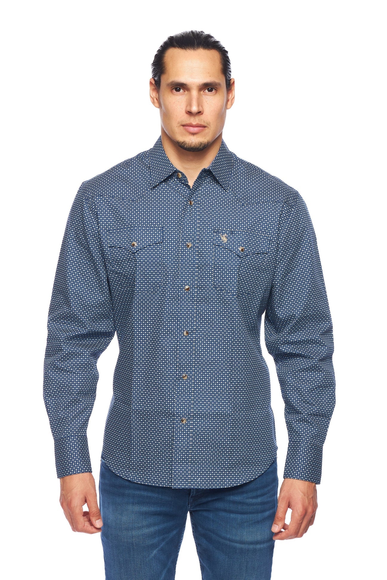 Men's Western Pearl Snap Print Shirt by Rodeo Clothing in 2 Color Choices in Size S, M, L, XL, XXL