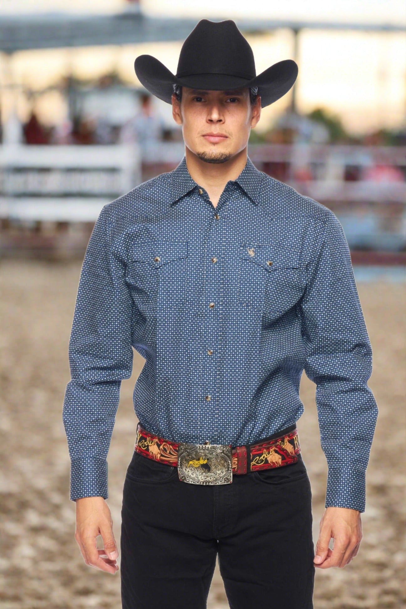 Men's Western Pearl Snap Print Shirt by Rodeo Clothing in 2 Color Choices in Size S, M, L, XL, XXL