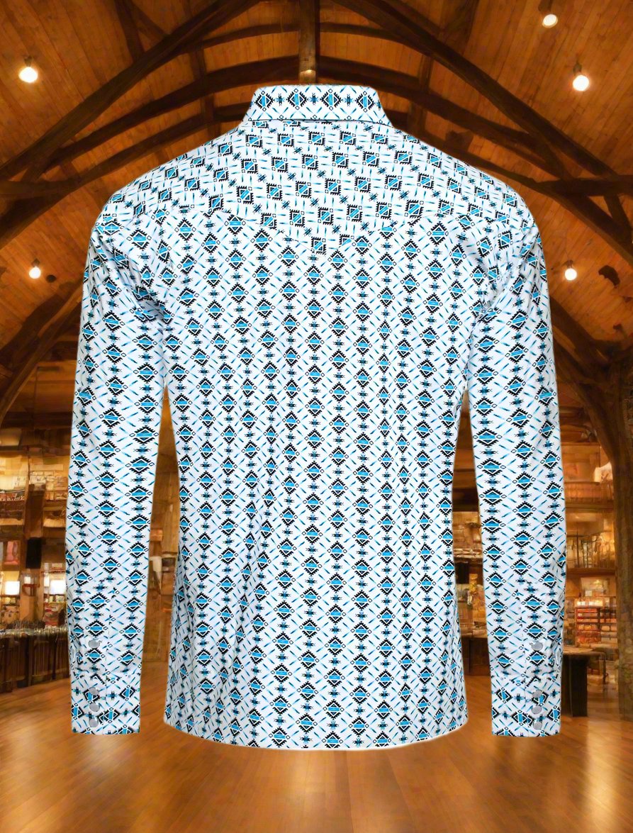 Mens Aztec Print Authentic Western Shirt with Snaps by Rodeo Clothing in Size S, M, L, XL, or 2XL