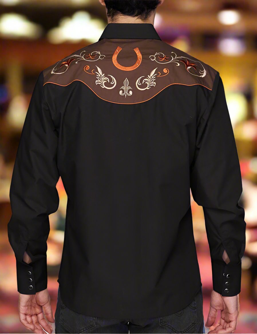 Pick Up Man Western Embroidered Shirt by Rodeo Clothing in Black in Size S, M, L, XL, or XXL