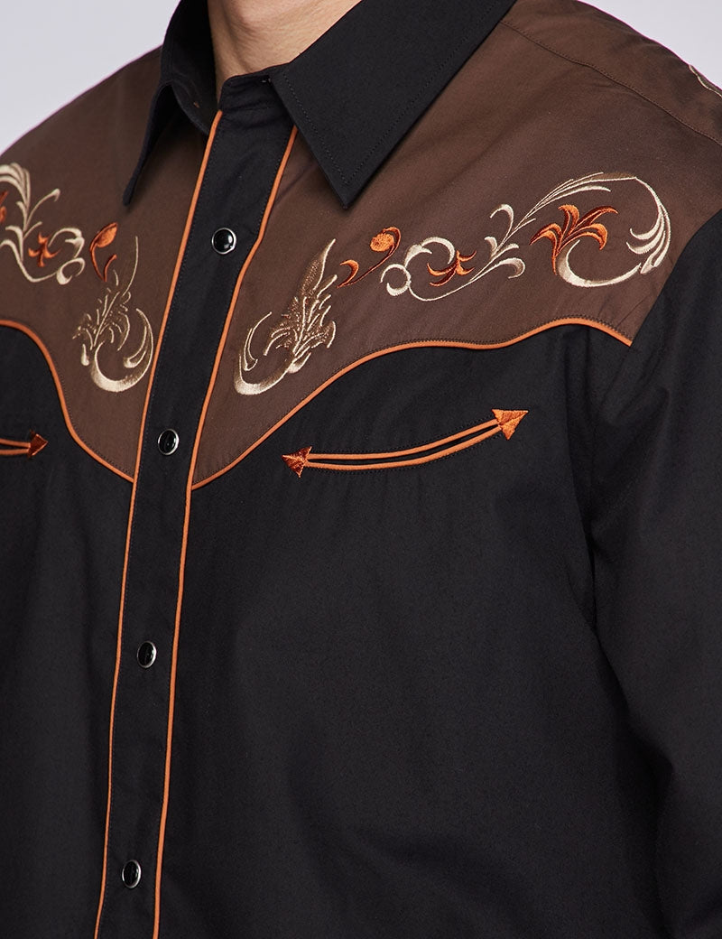 Pick Up Man Western Embroidered Shirt by Rodeo Clothing in Black in Size S, M, L, XL, or XXL