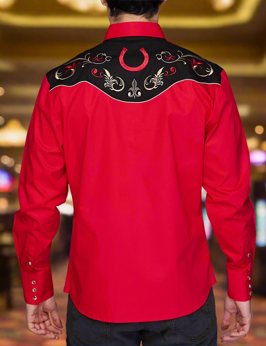 Pick Up Man Western Embroidered Shirt by Rodeo Clothing in Red in Size S, M, L, XL, or XXL