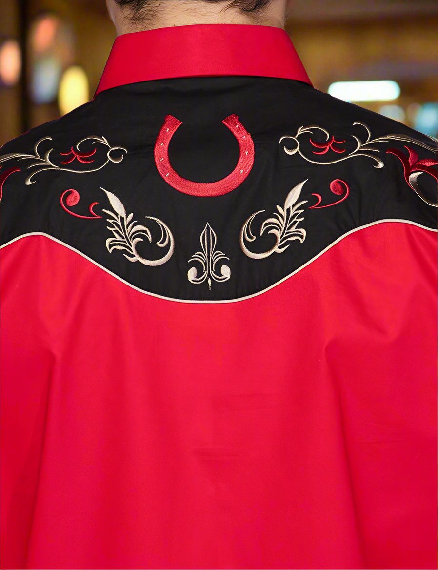 Pick Up Man Western Embroidered Shirt by Rodeo Clothing in Red in Size S, M, L, XL, or XXL