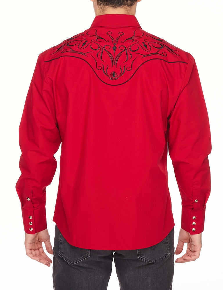 Go Round Winner Western Embroidery Cowboy Outfit Red and Black Shirt by Rodeo Clothing in Size M, L, XL, or XXL