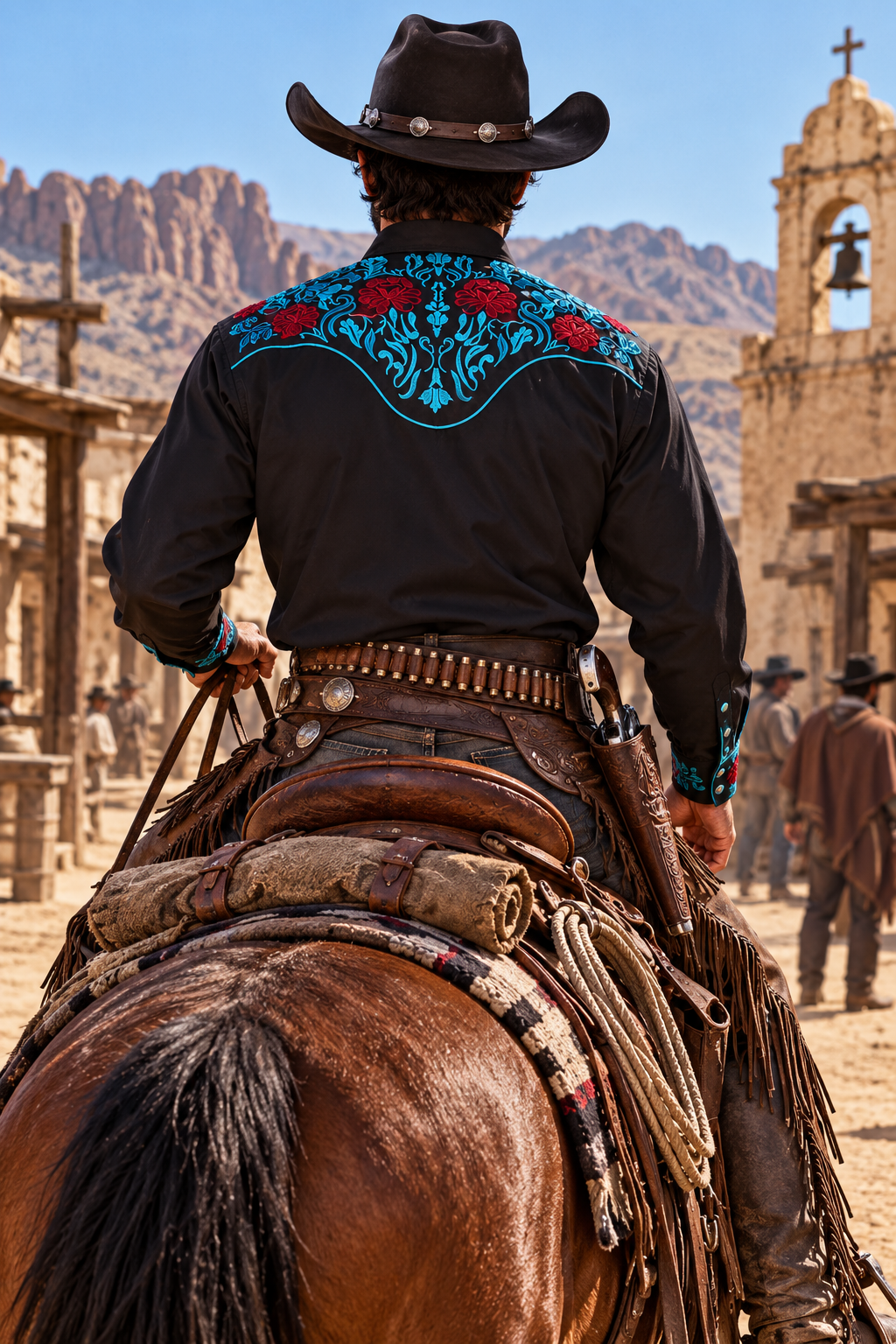Gold Buckle Cowboy Embroidered Shirt