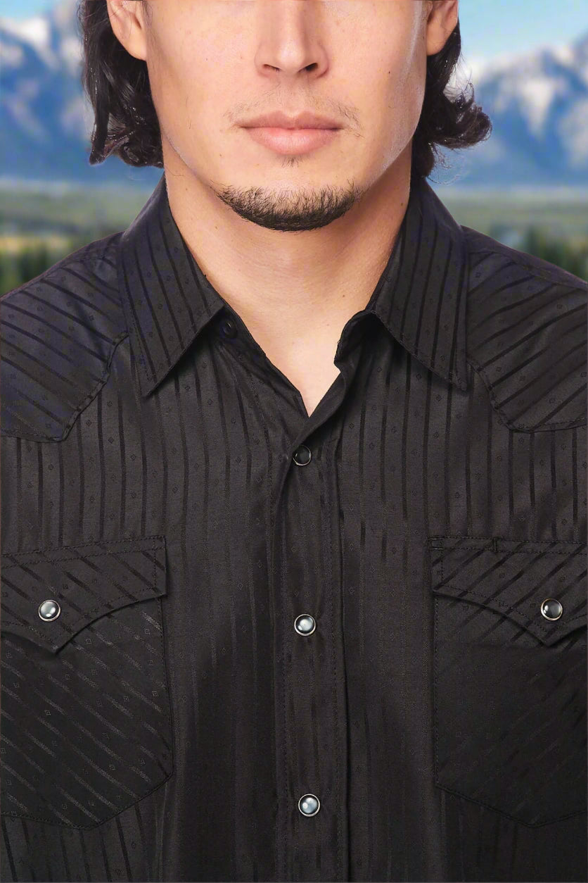 Tone on Tone Western Cowboy Black Shirt
