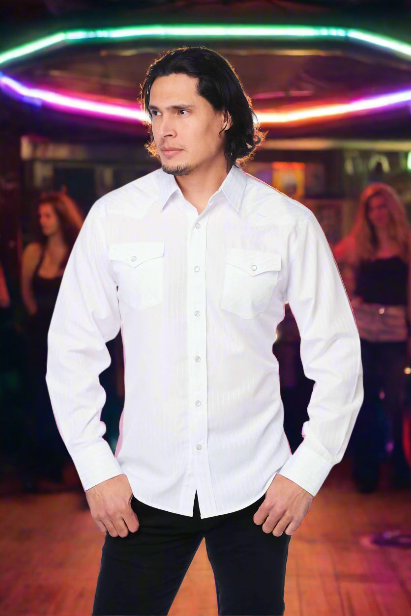 Tone on Tone Western Cowboy White Shirt