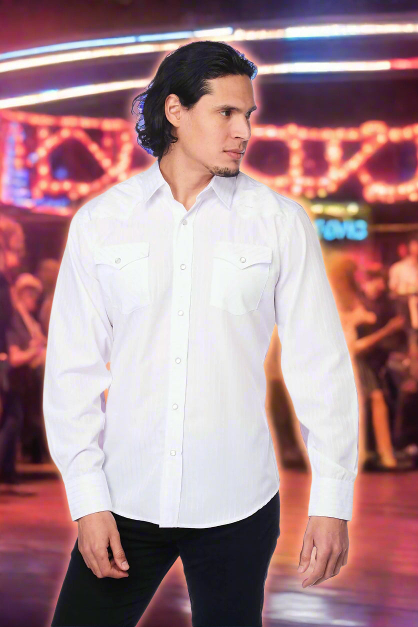 Tone on Tone Western Cowboy White Shirt