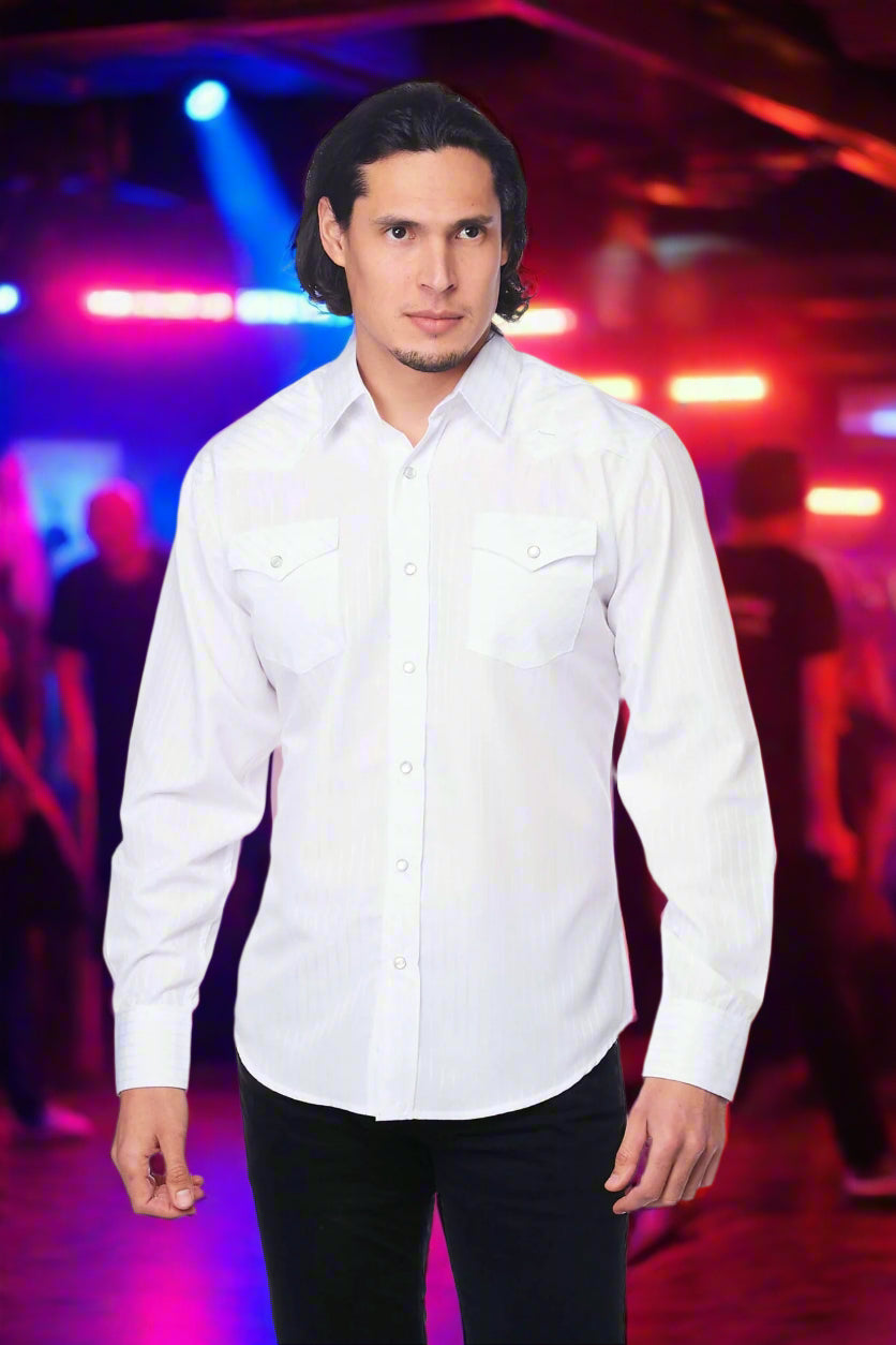 Tone on Tone Western Cowboy White Shirt