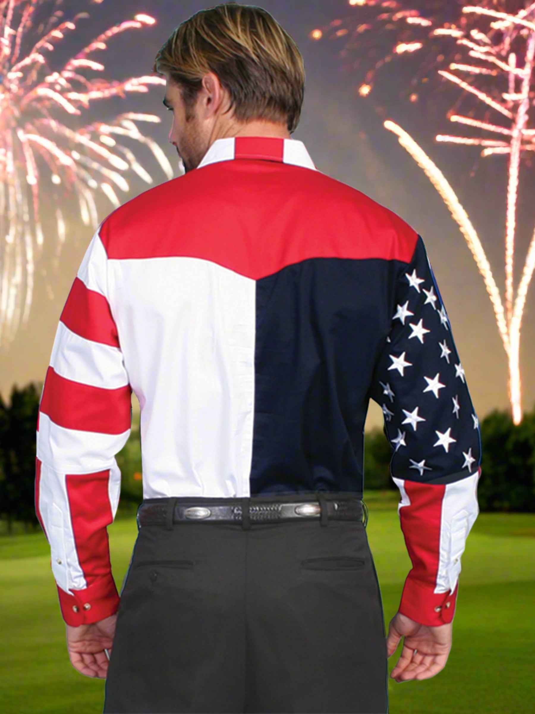 Patriotic Collection Snap Front Long Sleeve Shirt by Scully in Size S, M, L, XL, XXL, 3XL, 4XL