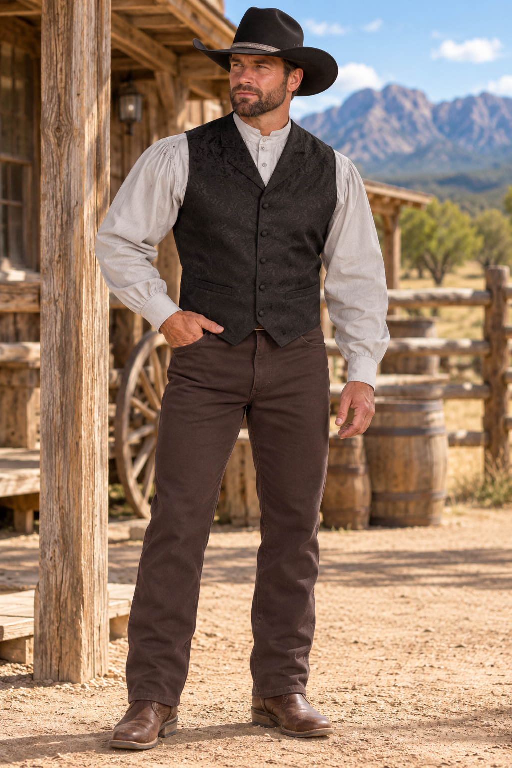 Walnut Cotton Canvas 19th Century Pants for Men and Women