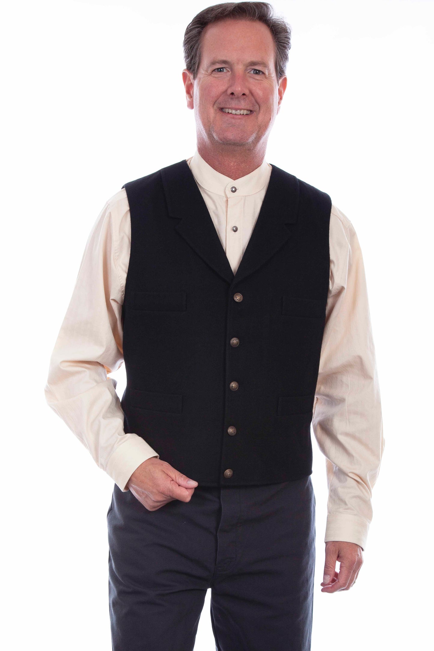 Wool Blend Banker's Vest by Scully Rangewear in Black in Size S, M, L, XL, 2X, 3X, or 4X