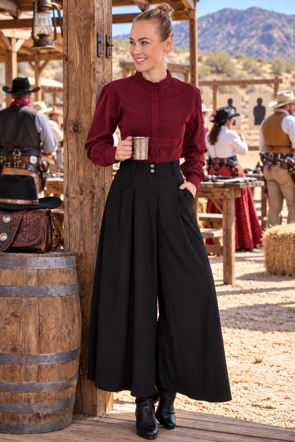 Single Action Shooter Champion Blouse in Burgundy