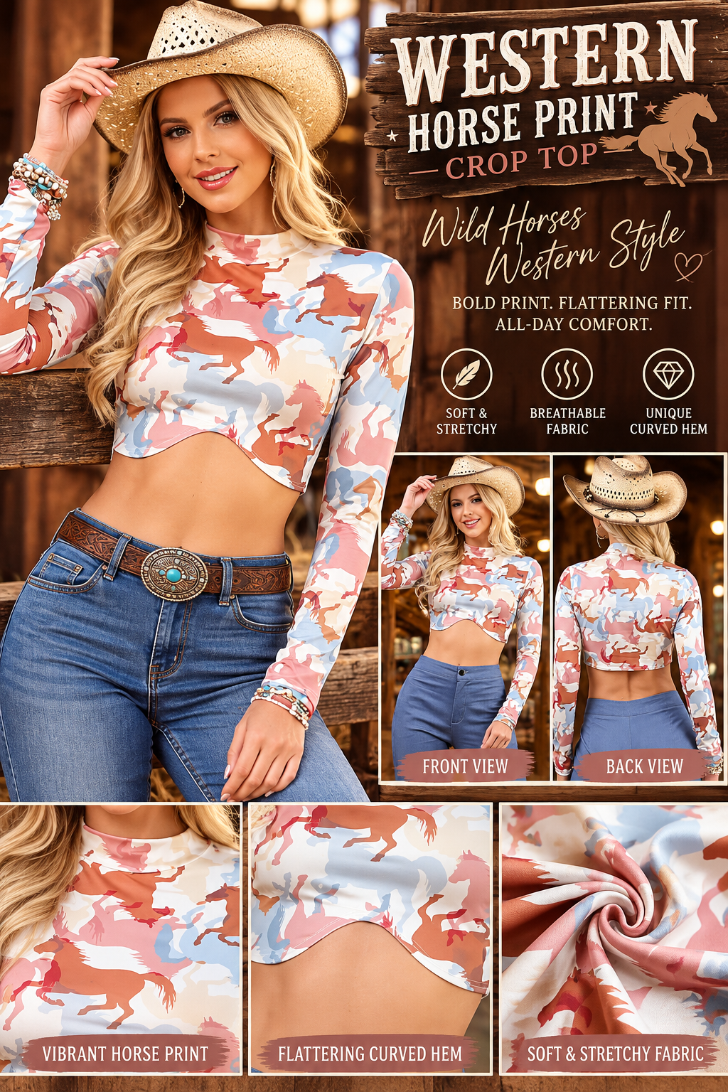 Remuda Crop Top with Long Sleeves