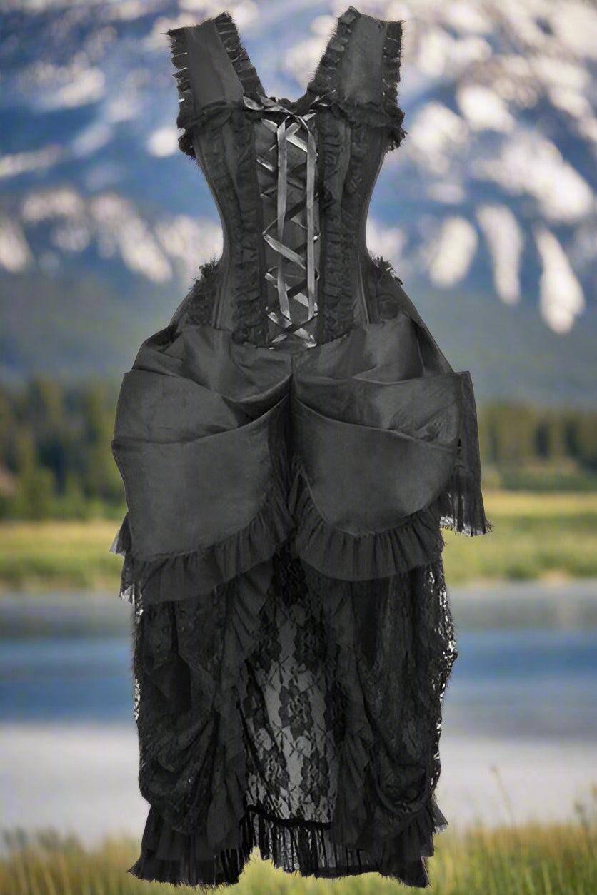 Black Lace Victorian Bustle Corset Dress