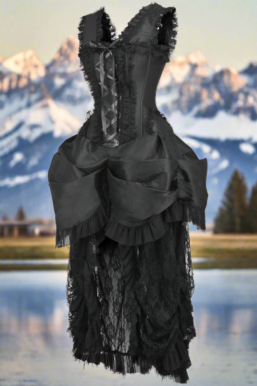 Black Lace Victorian Bustle Corset Dress