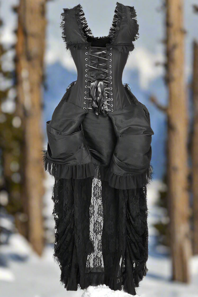 Black Lace Victorian Bustle Corset Dress