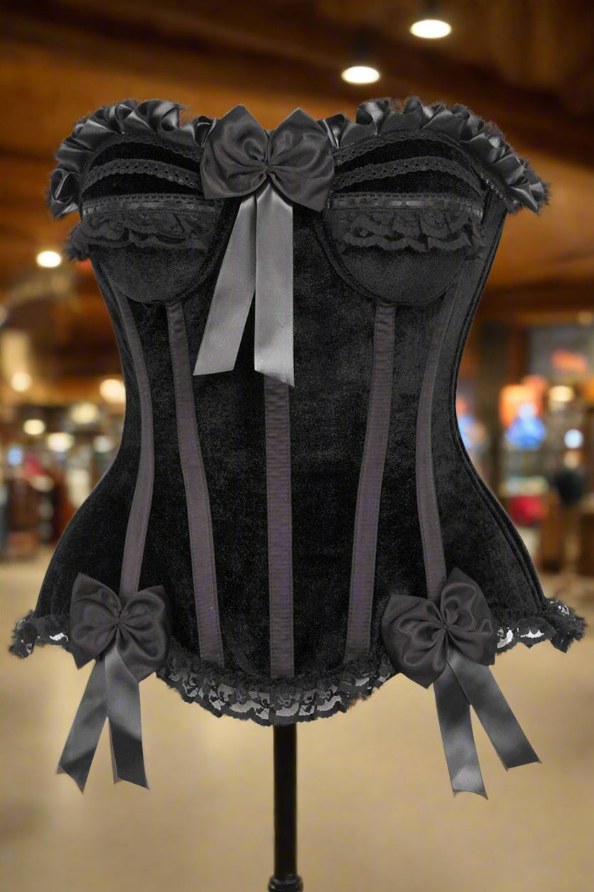 Velvet Steel Boned Burlesque Corset