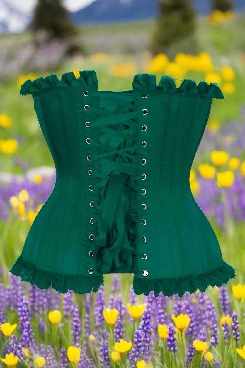 Dark Green Steel Boned Burlesque Corset