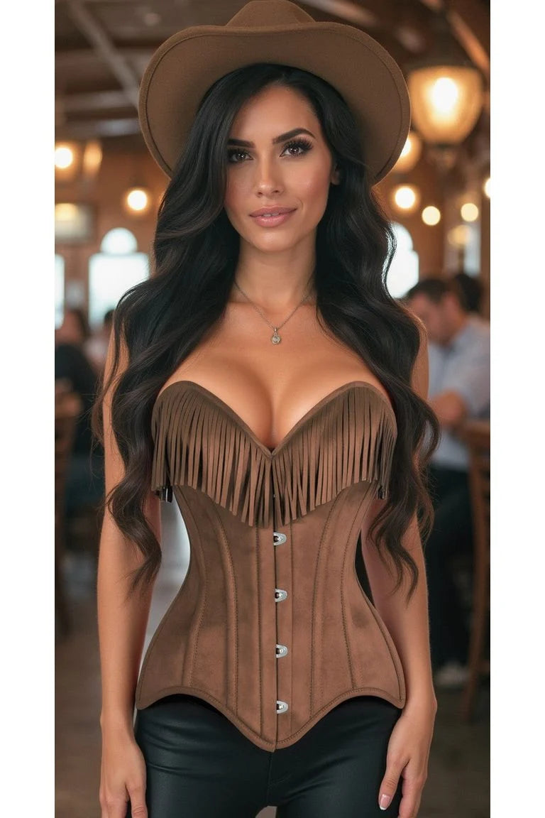Suede Steel Boned Over Bust Corset