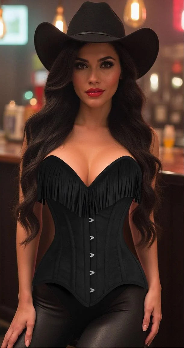 Suede Steel Boned Over Bust Corset
