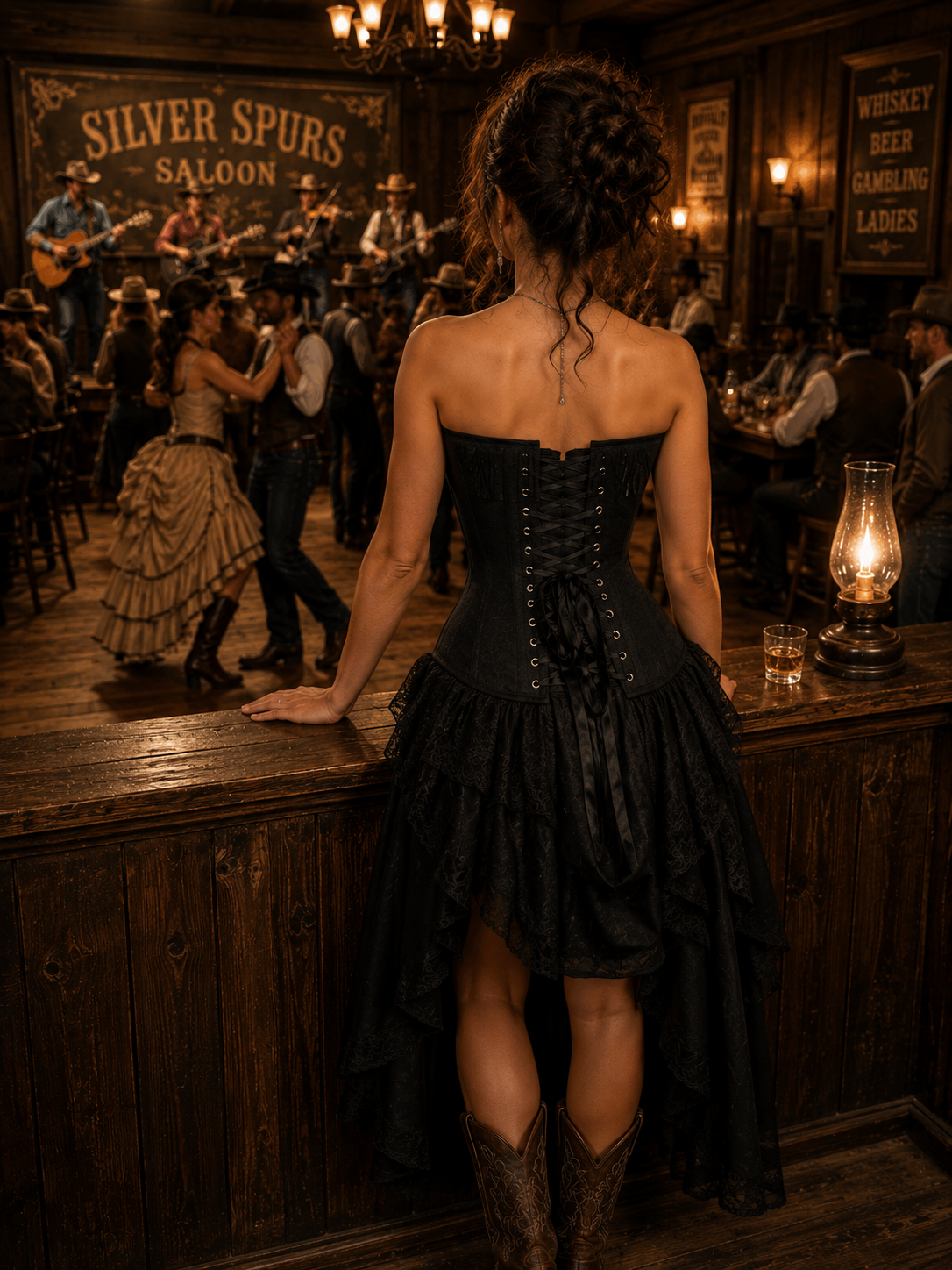 Suede Steel Boned Over Bust Corset