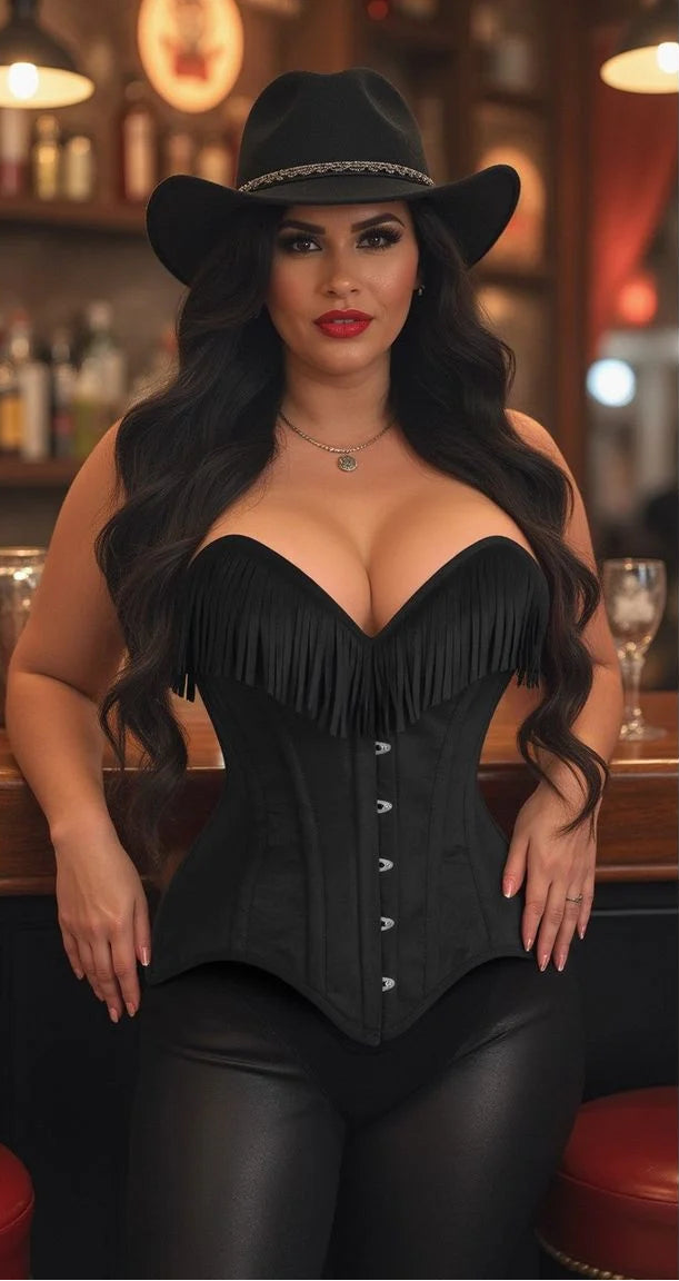Suede Steel Boned Over Bust Corset