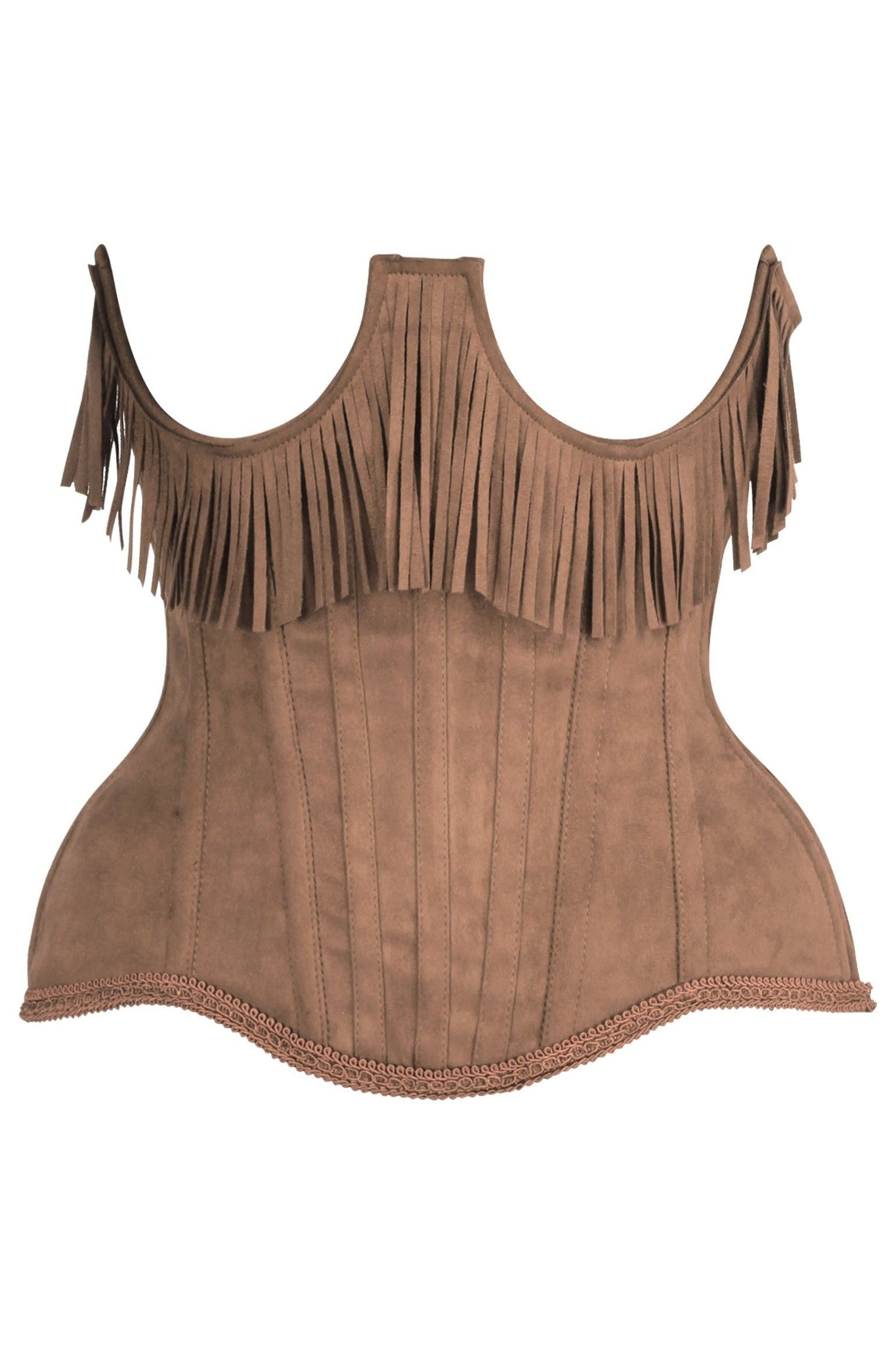 Steel Boned Suede Underwire Underbust Corset Cincher with Fringe