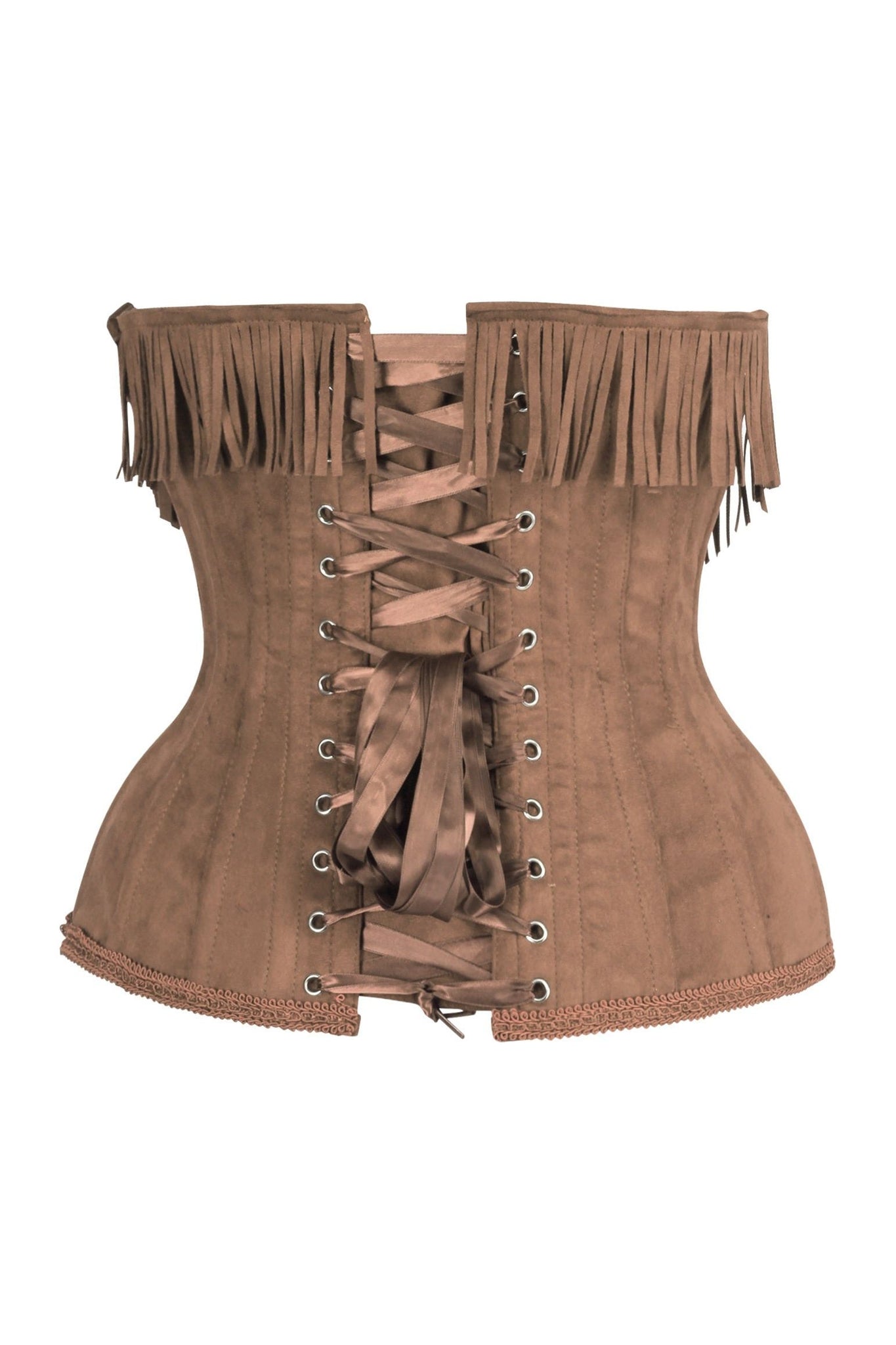 Steel Boned Suede Underwire Underbust Corset Cincher with Fringe