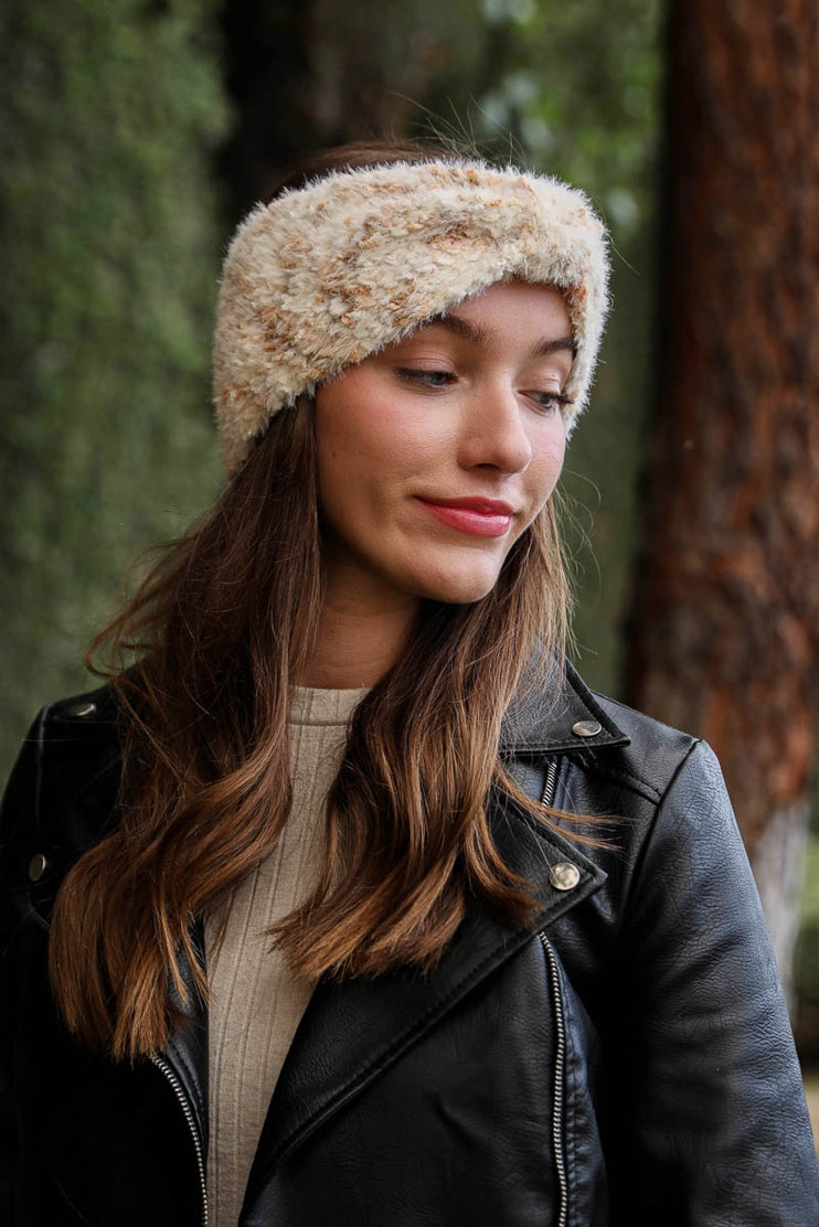 Fuzzy Pastel Yarn Knit Headwrap by LETO in 3 Color Choices in One Size