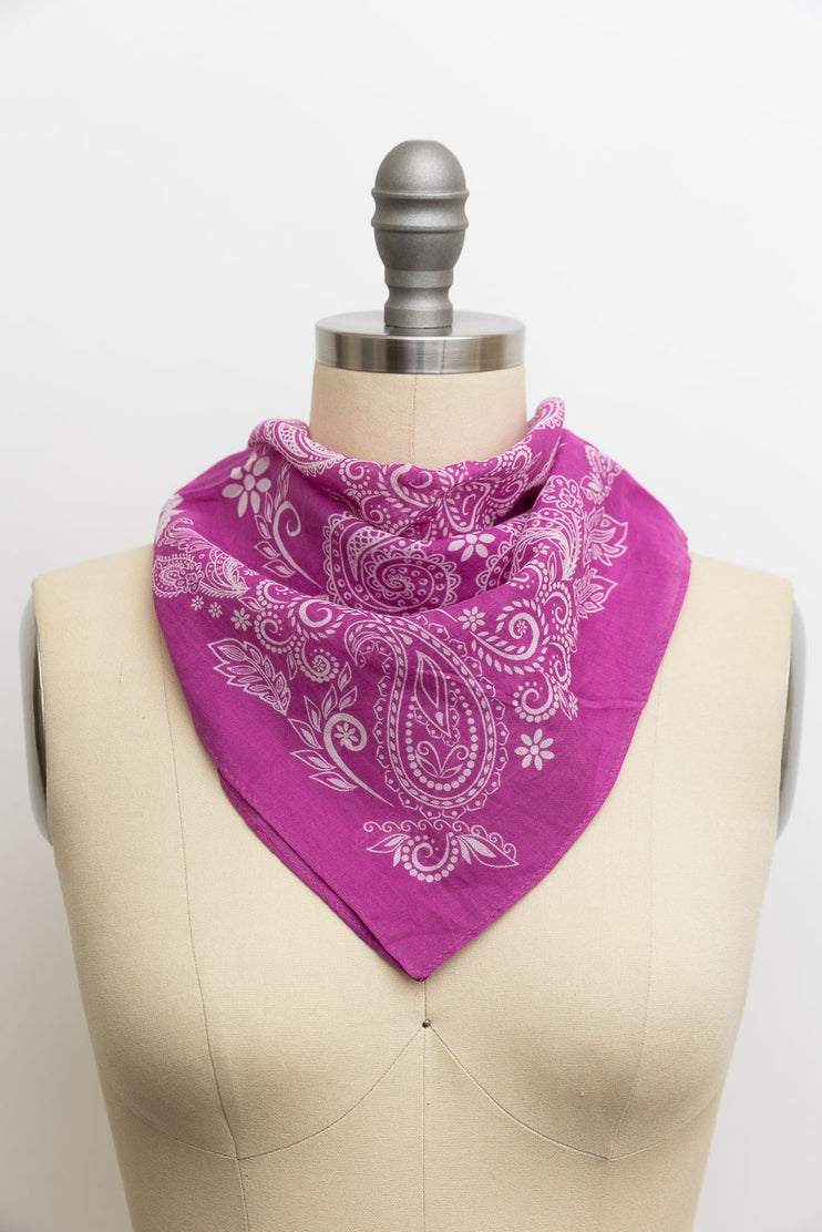 Paisley Floral Patterned Bandana by LETO in 5 Color Choices