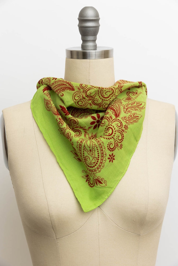 Paisley Floral Patterned Bandana by LETO in 5 Color Choices